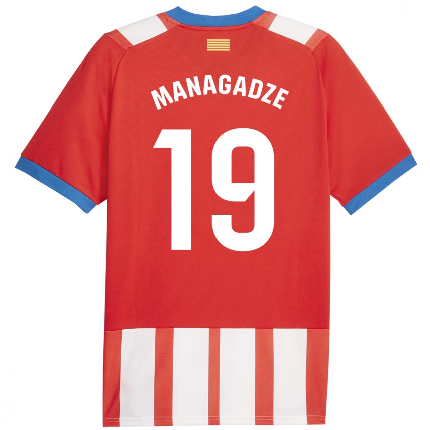 Hombre Fútbol Camiseta Luka Managadze #19 Rojo Blanco 1ª Equipación 2023/24 Perú