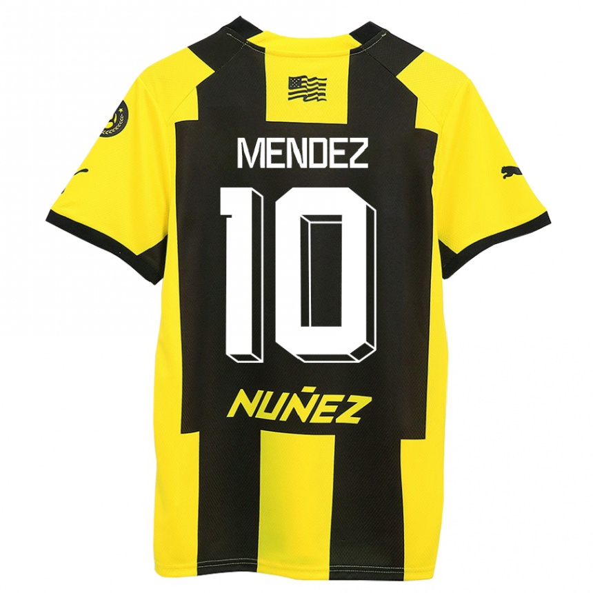 Hombre Fútbol Camiseta Kevin Méndez #10 Amarillo Negro 1ª Equipación 2023/24 Perú