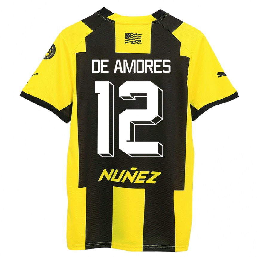 Hombre Fútbol Camiseta Guillermo De Amores #12 Amarillo Negro 1ª Equipación 2023/24 Perú