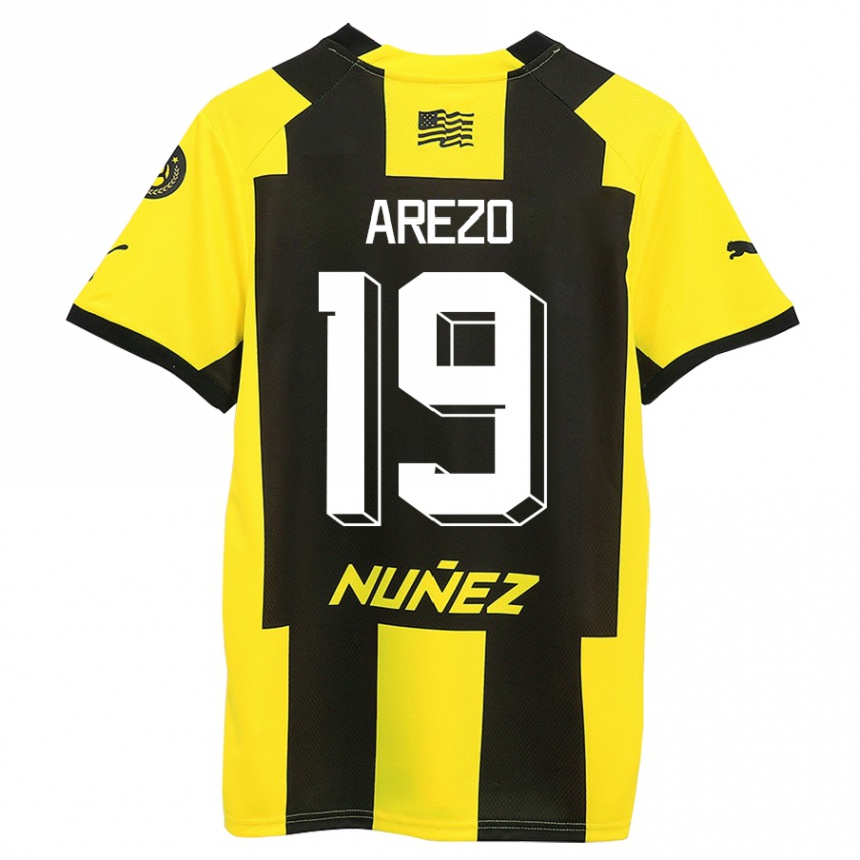 Hombre Fútbol Camiseta Matías Arezo #19 Amarillo Negro 1ª Equipación 2023/24 Perú