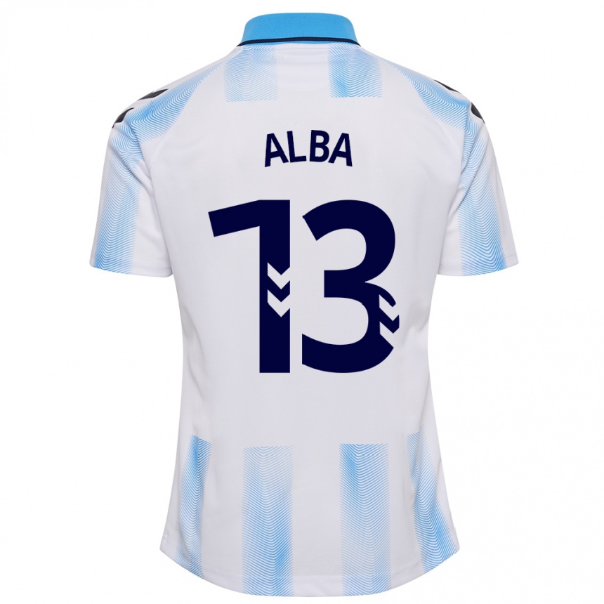 Hombre Fútbol Camiseta Alba #13 Blanco Azul 1ª Equipación 2023/24 Perú