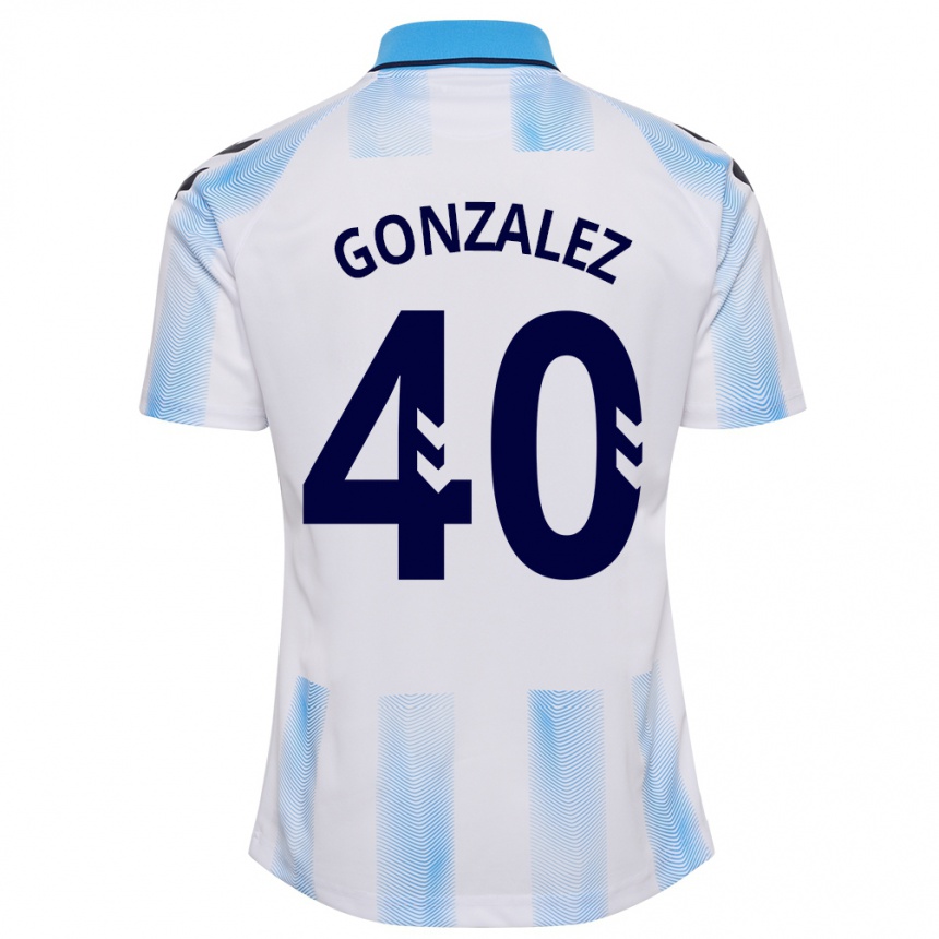 Hombre Fútbol Camiseta Carol González #40 Blanco Azul 1ª Equipación 2023/24 Perú