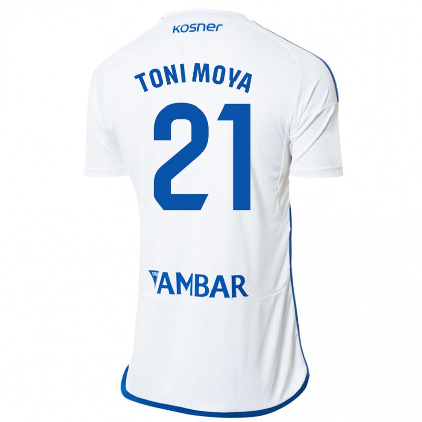 Hombre Fútbol Camiseta Toni Moya #21 Blanco 1ª Equipación 2023/24 Perú