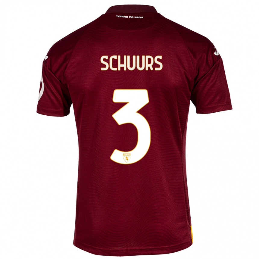 Hombre Fútbol Camiseta Perr Schuurs #3 Rojo Oscuro 1ª Equipación 2023/24 Perú