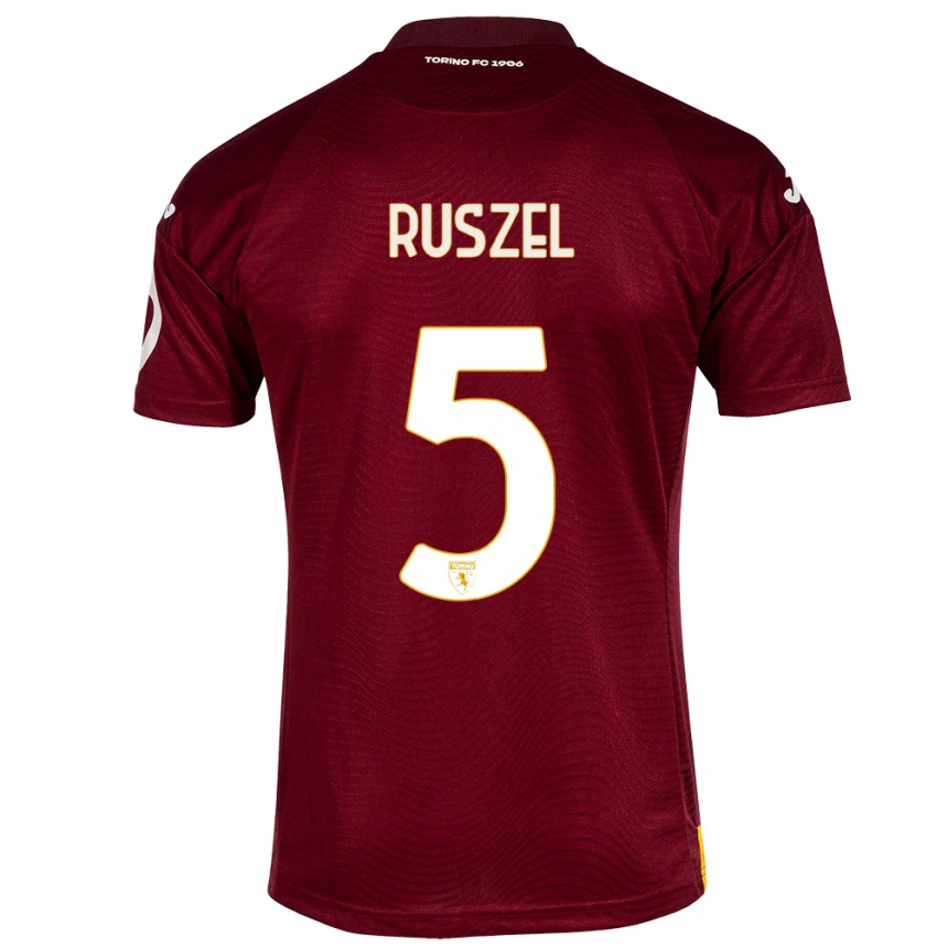 Hombre Fútbol Camiseta Marcel Ruszel #5 Rojo Oscuro 1ª Equipación 2023/24 Perú