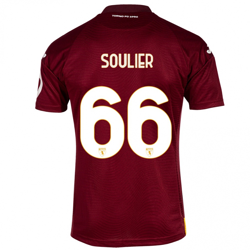 Hombre Fútbol Camiseta Evan Soulier #66 Rojo Oscuro 1ª Equipación 2023/24 Perú