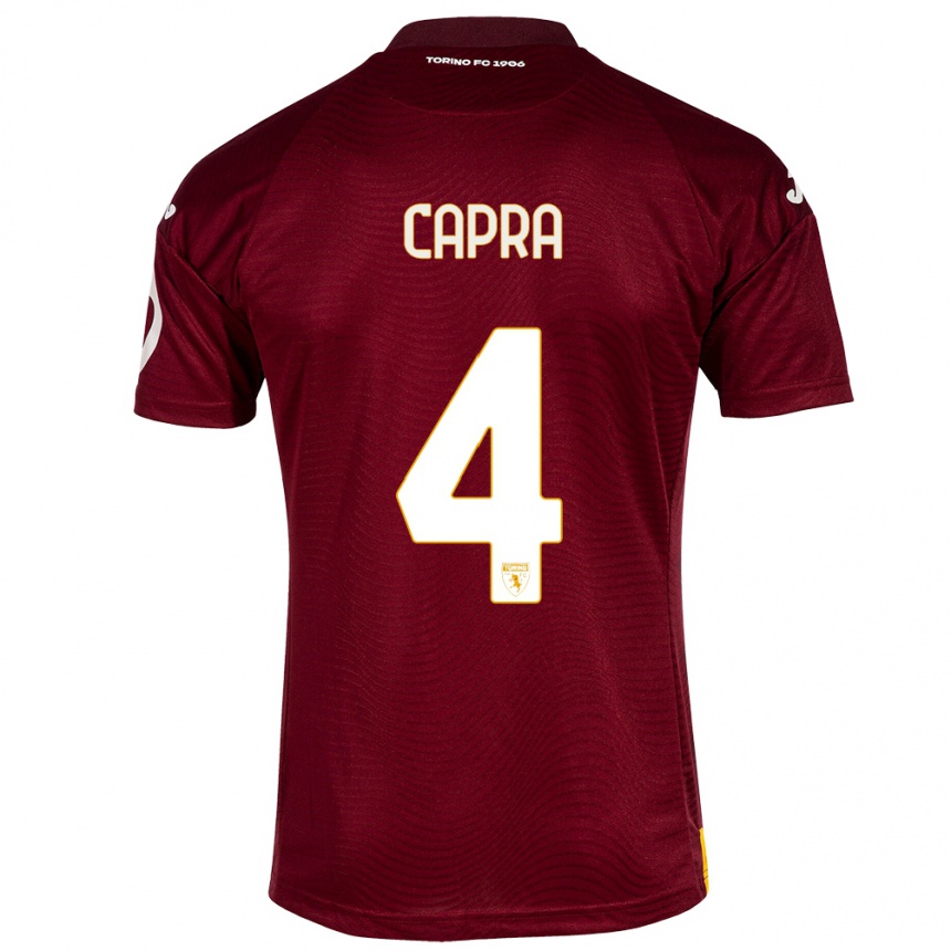 Hombre Fútbol Camiseta Valentina Capra #4 Rojo Oscuro 1ª Equipación 2023/24 Perú