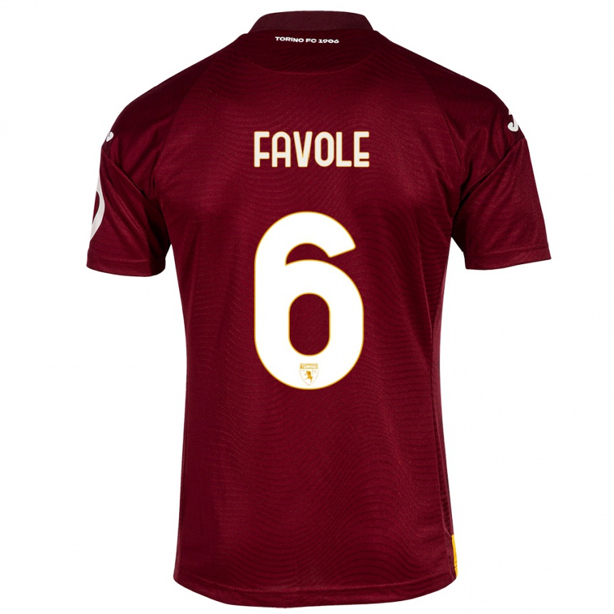 Hombre Fútbol Camiseta Stefania Favole #6 Rojo Oscuro 1ª Equipación 2023/24 Perú