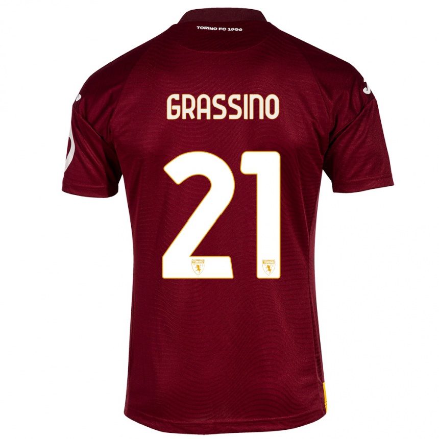 Hombre Fútbol Camiseta Giulia Grassino #21 Rojo Oscuro 1ª Equipación 2023/24 Perú