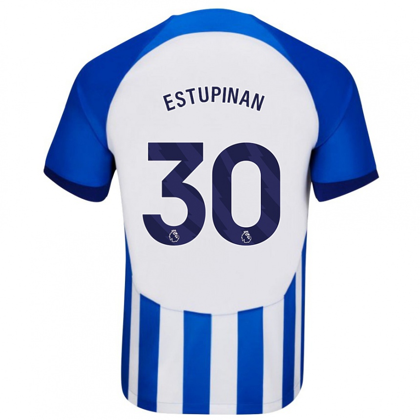 Hombre Fútbol Camiseta Pervis Estupiñán #30 Azul 1ª Equipación 2023/24 Perú