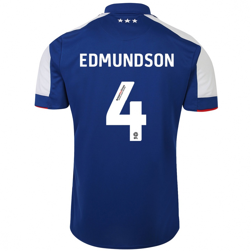 Hombre Fútbol Camiseta George Edmundson #4 Azul 1ª Equipación 2023/24 Perú