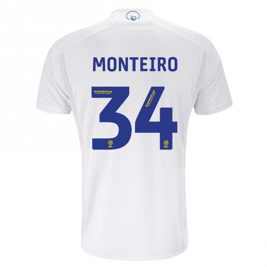 Hombre Fútbol Camiseta Diogo Monteiro #34 Blanco 1ª Equipación 2023/24 Perú