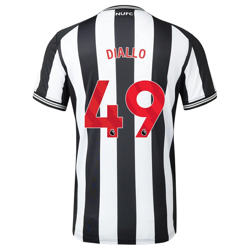 Hombre Fútbol Camiseta Amadou Diallo #49 Blanco Negro 1ª Equipación 2023/24 Perú