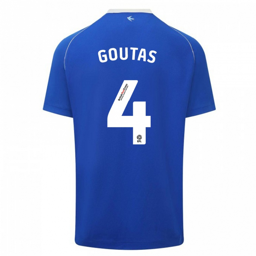 Hombre Fútbol Camiseta Dimitrios Goutas #4 Azul 1ª Equipación 2023/24 Perú