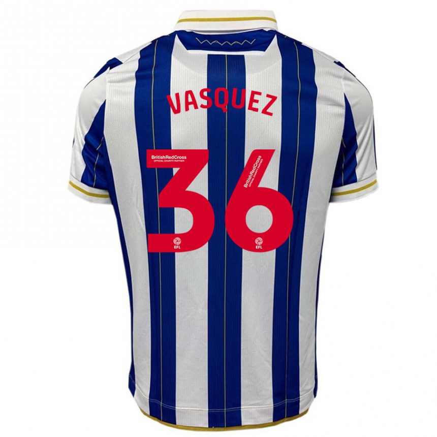 Hombre Fútbol Camiseta Devis Vásquez #36 Azul Blanco 1ª Equipación 2023/24 Perú