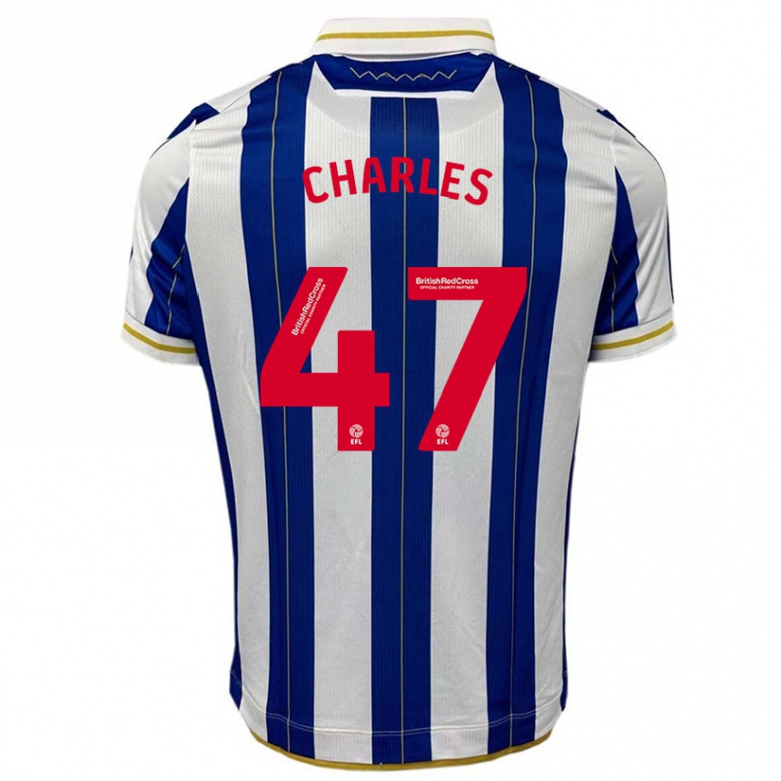 Hombre Fútbol Camiseta Pierce Charles #47 Azul Blanco 1ª Equipación 2023/24 Perú