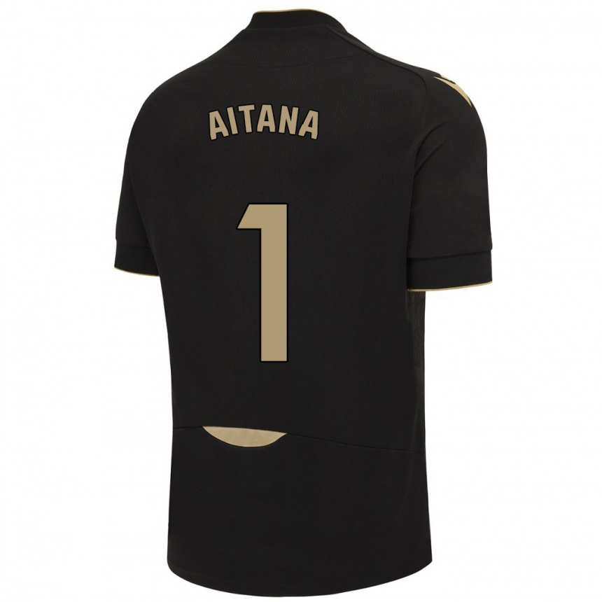 Hombre Fútbol Camiseta Aitana #1 Negro 2ª Equipación 2023/24 Perú