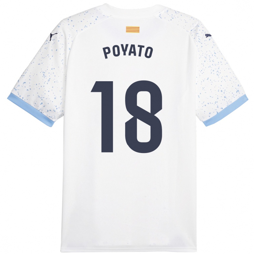 Hombre Fútbol Camiseta Marina Poyato #18 Blanco 2ª Equipación 2023/24 Perú