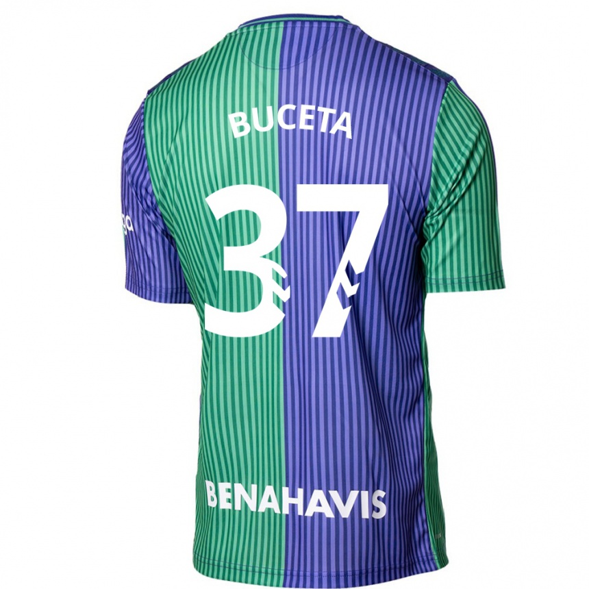 Hombre Fútbol Camiseta Ana Buceta #37 Verde Azul 2ª Equipación 2023/24 Perú