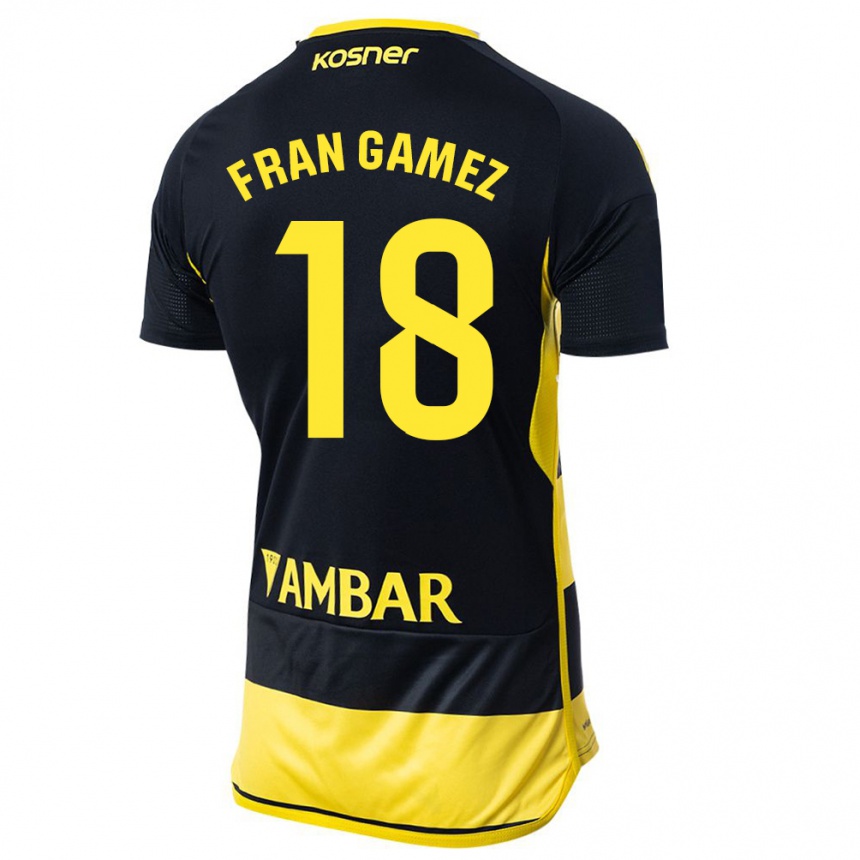 Hombre Fútbol Camiseta Fran Gámez #18 Negro Amarillo 2ª Equipación 2023/24 Perú