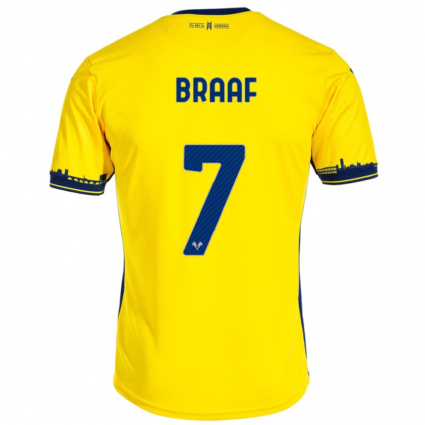 Hombre Fútbol Camiseta Jayden Braaf #7 Amarillo 2ª Equipación 2023/24 Perú