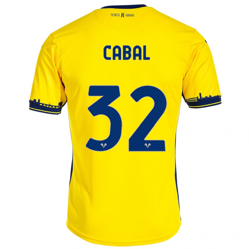 Hombre Fútbol Camiseta Juan Cabal #32 Amarillo 2ª Equipación 2023/24 Perú