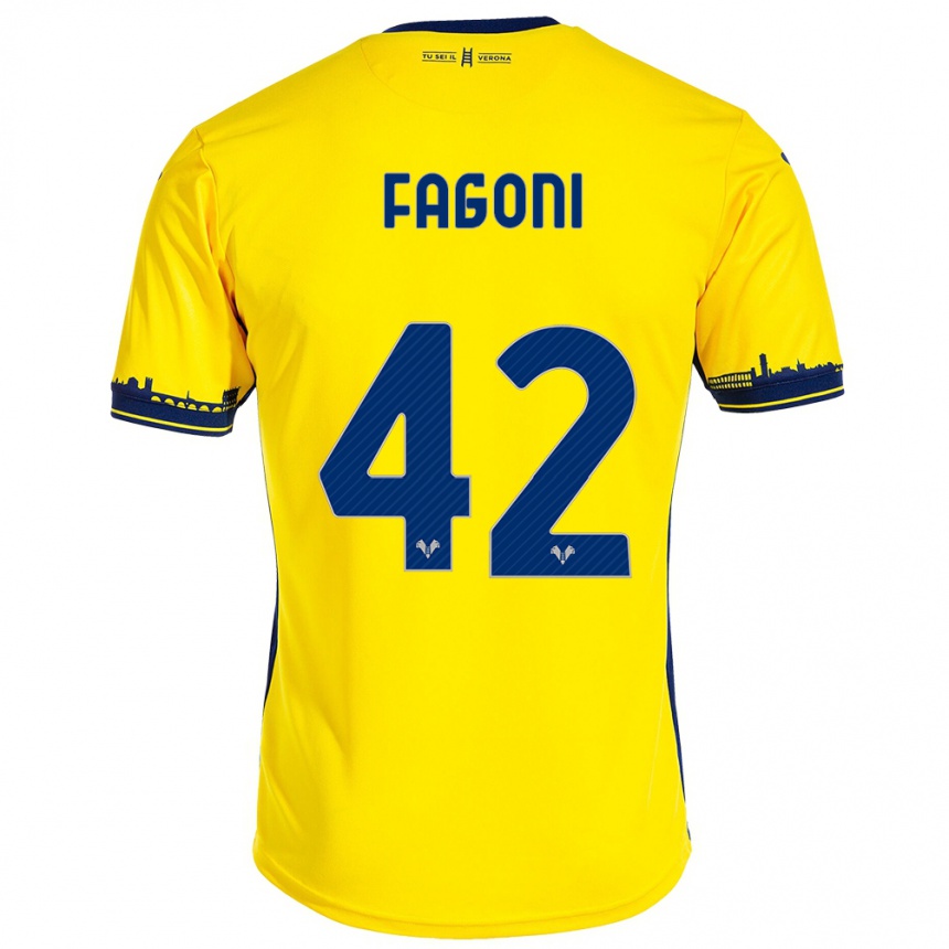 Hombre Fútbol Camiseta Marco Fagoni #42 Amarillo 2ª Equipación 2023/24 Perú