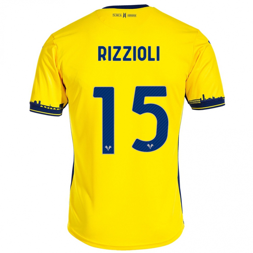 Hombre Fútbol Camiseta Gaia Rizzioli #15 Amarillo 2ª Equipación 2023/24 Perú