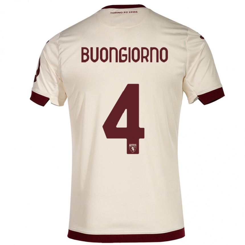 Hombre Fútbol Camiseta Alessandro Buongiorno #4 Champán 2ª Equipación 2023/24 Perú