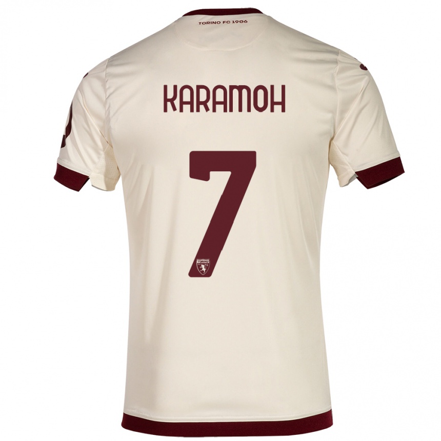 Hombre Fútbol Camiseta Yann Karamoh #7 Champán 2ª Equipación 2023/24 Perú