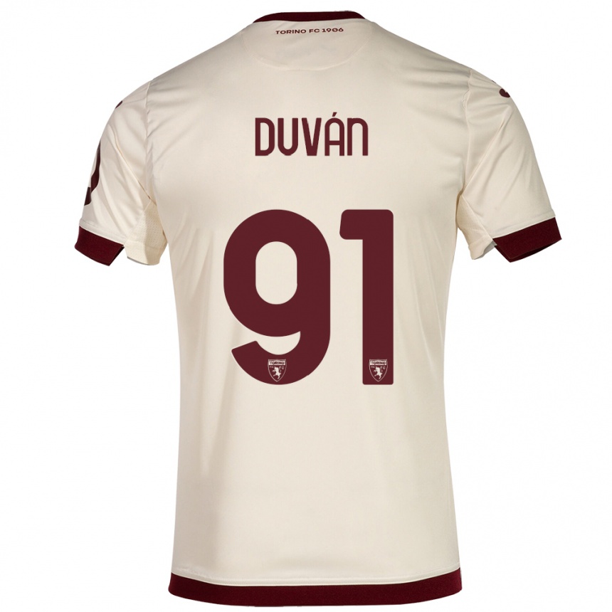 Hombre Fútbol Camiseta Duván Zapata #91 Champán 2ª Equipación 2023/24 Perú