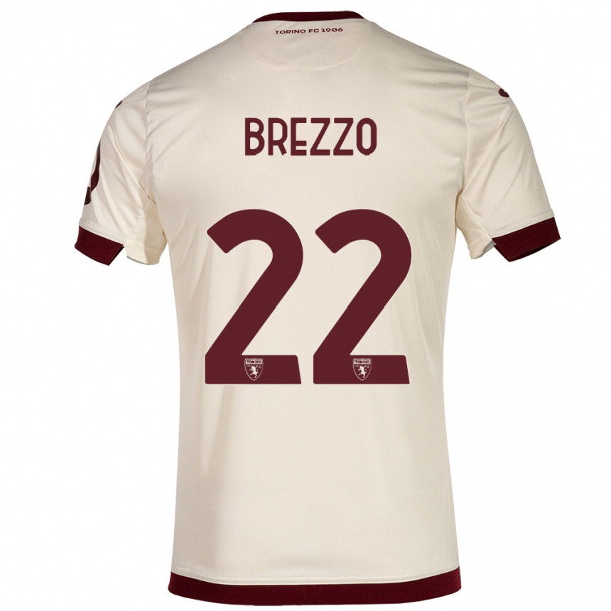 Hombre Fútbol Camiseta Matteo Brezzo #22 Champán 2ª Equipación 2023/24 Perú