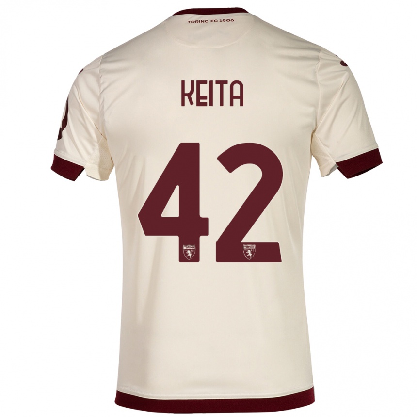 Hombre Fútbol Camiseta Karamoko Keita #42 Champán 2ª Equipación 2023/24 Perú