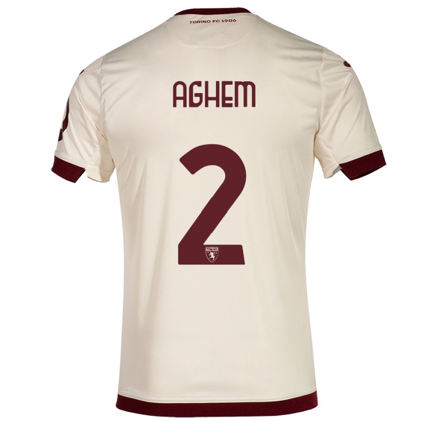 Hombre Fútbol Camiseta Brigitta Aghem #2 Champán 2ª Equipación 2023/24 Perú