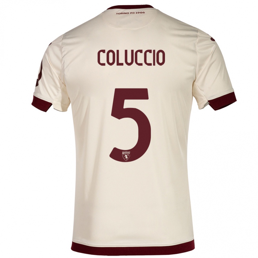 Hombre Fútbol Camiseta Francesca Coluccio #5 Champán 2ª Equipación 2023/24 Perú