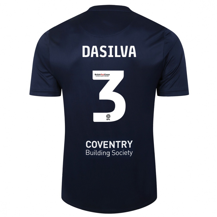 Hombre Fútbol Camiseta Jay Dasilva #3 Rojo Azul Marino 2ª Equipación 2023/24 Perú