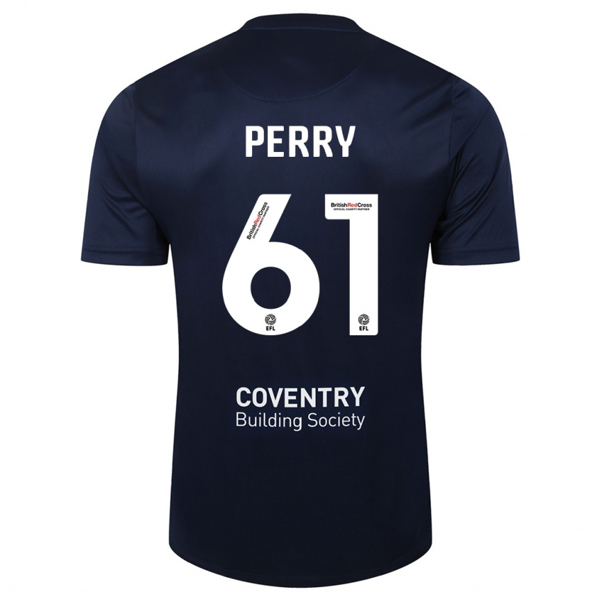 Hombre Fútbol Camiseta Callum Perry #61 Rojo Azul Marino 2ª Equipación 2023/24 Perú