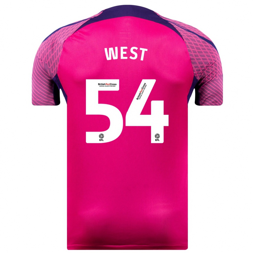 Hombre Fútbol Camiseta Ella West #54 Morado 2ª Equipación 2023/24 Perú