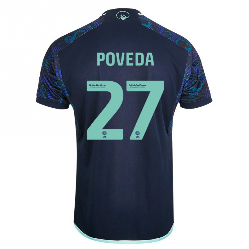 Hombre Fútbol Camiseta Ian Poveda #27 Azul 2ª Equipación 2023/24 Perú