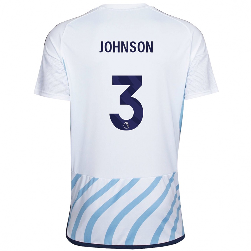 Hombre Fútbol Camiseta Nat Johnson #3 Blanco Azul 2ª Equipación 2023/24 Perú