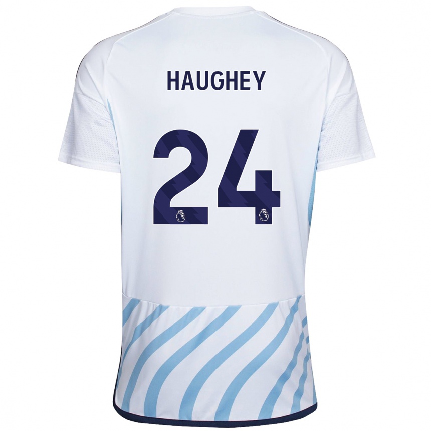 Hombre Fútbol Camiseta Ella Haughey #24 Blanco Azul 2ª Equipación 2023/24 Perú