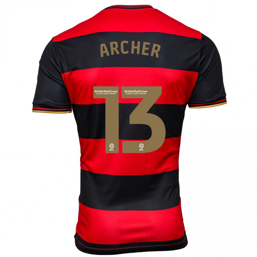 Hombre Fútbol Camiseta Jordan Archer #13 Negro Rojo 2ª Equipación 2023/24 Perú