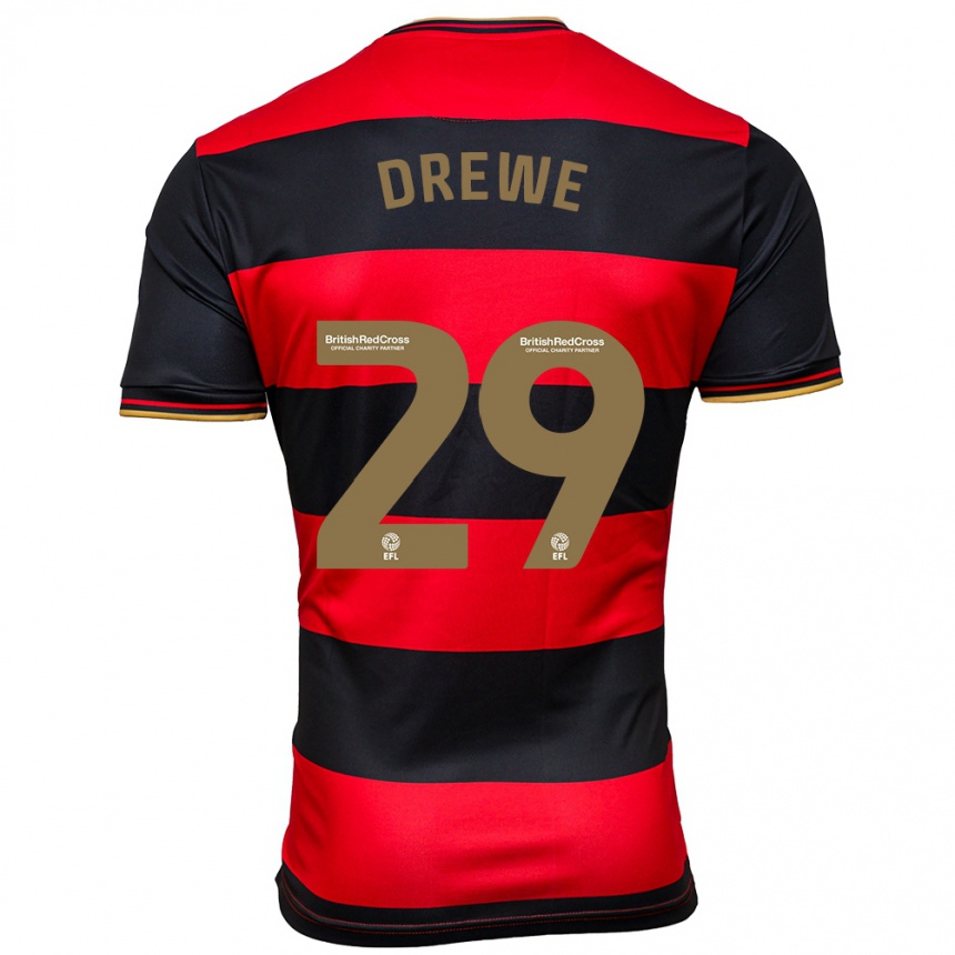 Hombre Fútbol Camiseta Aaron Drewe #29 Negro Rojo 2ª Equipación 2023/24 Perú