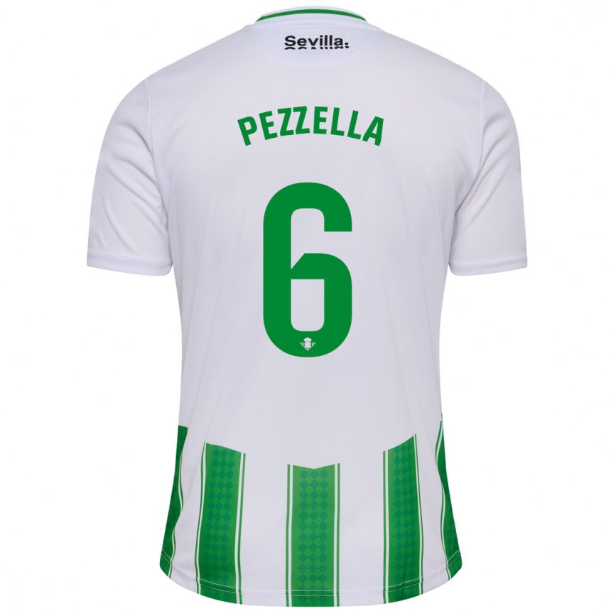 Mujer Fútbol Camiseta Germán Pezzella #6 Blanco 1ª Equipación 2023/24 Perú