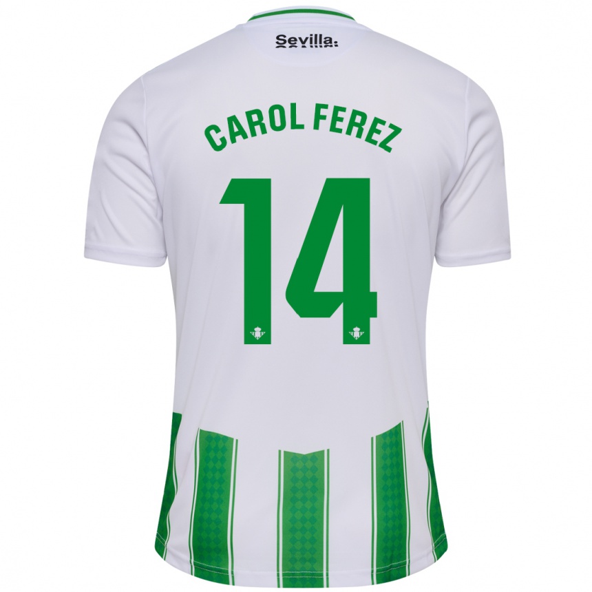 Mujer Fútbol Camiseta Carolina Férez Méndez #14 Blanco 1ª Equipación 2023/24 Perú