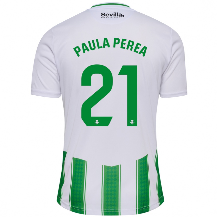 Mujer Fútbol Camiseta Paula Perea Ramírez #21 Blanco 1ª Equipación 2023/24 Perú