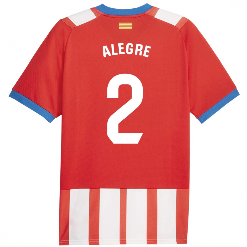 Mujer Fútbol Camiseta Marc Alegre #2 Rojo Blanco 1ª Equipación 2023/24 Perú