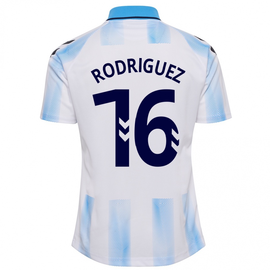 Mujer Fútbol Camiseta Genaro Rodríguez #16 Blanco Azul 1ª Equipación 2023/24 Perú