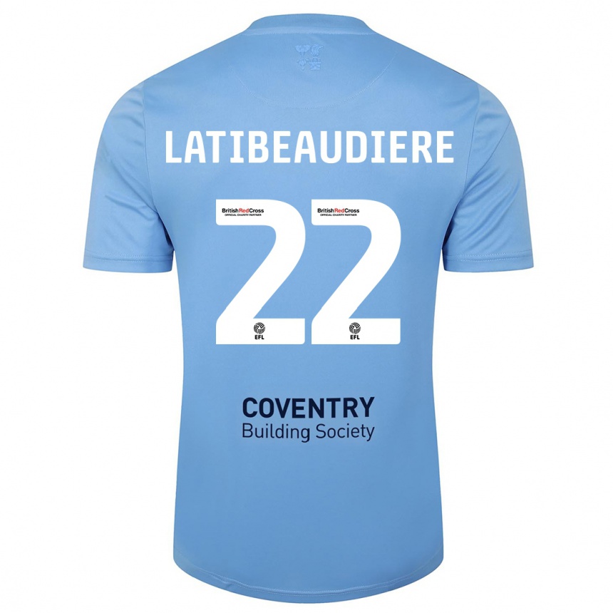 Mujer Fútbol Camiseta Joel Latibeaudiere #22 Cielo Azul 1ª Equipación 2023/24 Perú