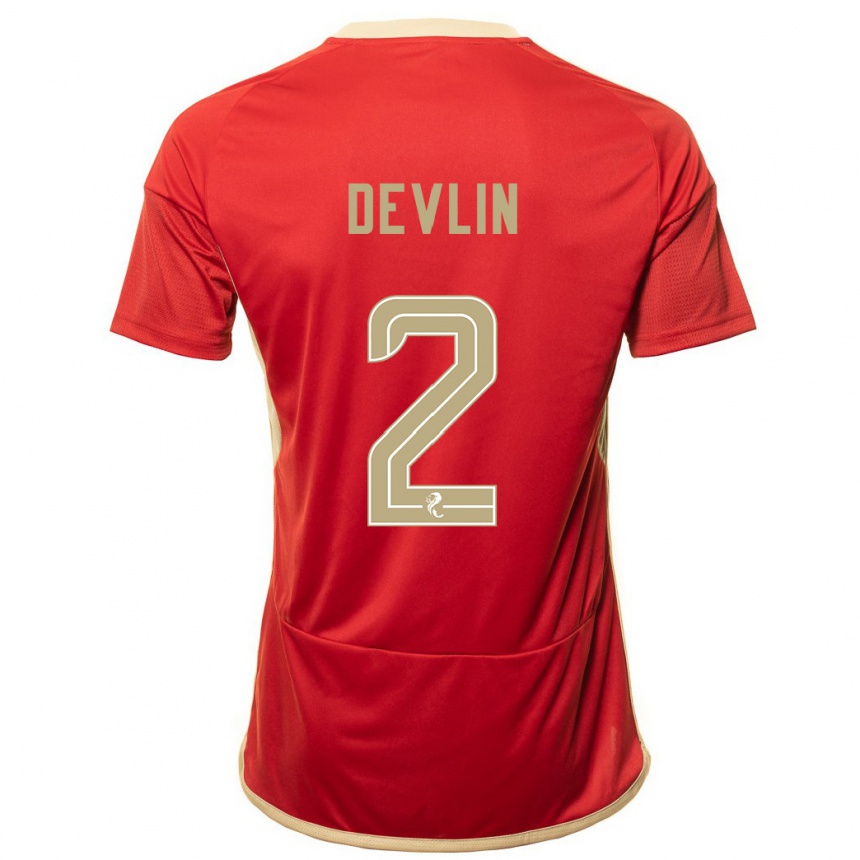 Mujer Fútbol Camiseta Nicky Devlin #2 Rojo 1ª Equipación 2023/24 Perú